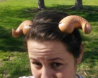 Ram Horns, Headband Aries, Horn, Costume, Custom Colors, Small, pan, satyr Ram horn headband, Natural or Custom Colors, cosplay, horns