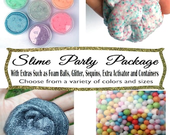 Slime Party Favor Package Bundle With Extras Pack Party Cruncy Foam Sequins Lot Silly Putty Glitter Therapy Sensory gift unicorn toy mystery