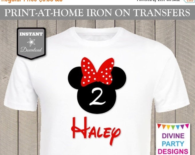 SALE Personalized Print at Home Red Mouse Printable Iron on Transfer / Includes Name / Optional Age / Family / Trip / Birthday / Item#2477