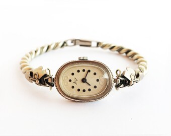 Soviet watch, Women's watch, Women's soviet watch, Vintage watch, Russian watch, "Luch", Mechanical watch, silver watch color. 15 jewels