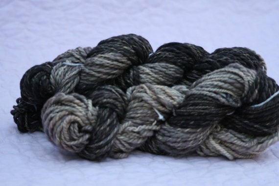 Black ombre Merino yarn Black gray wool Black worsted yarn