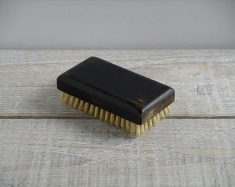 Vintage Brush ~ Black Wooden Block Handle Bristle Brush ~ Wood Clothes Clothing Grooming Brush (B16)