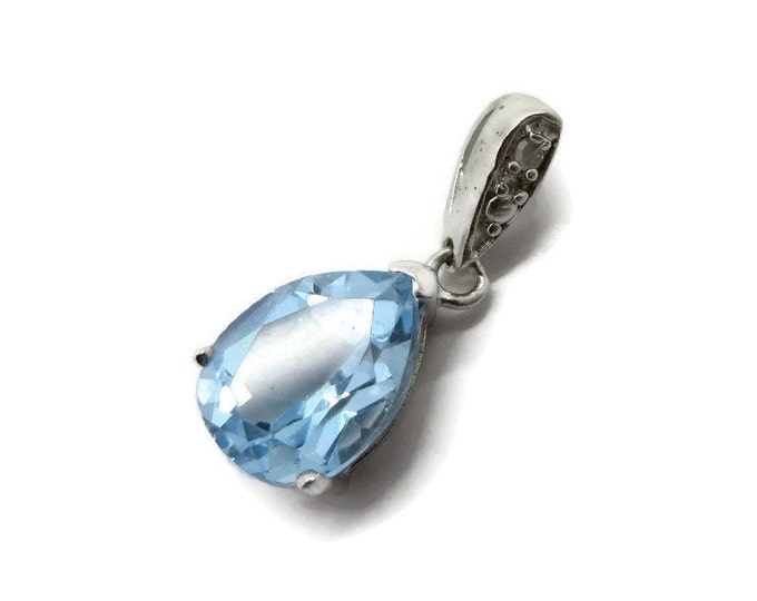 Vintage Aquamarine Pendant, Sterling Silver Pendant