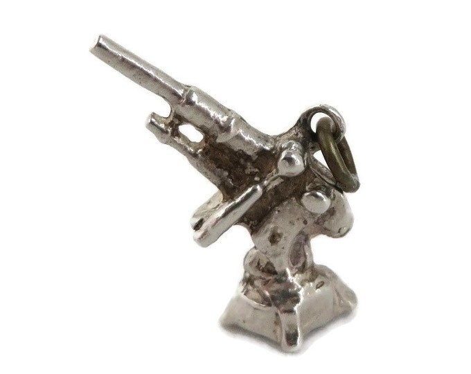 Sterling Silver Six Shooter Charm, Vintage 3D Western Charm, Cowboy Gun Charm