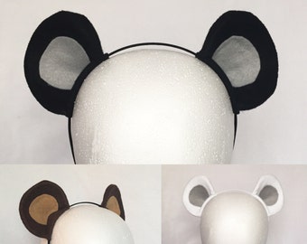 Bear ears headband 3 colors to choose from grizzly bear ears polar bear ears panda ears panda bear black bear ears brown bear ears headband