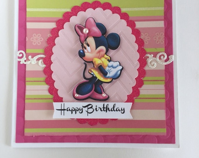 Minnie Mouse Birthday Card / Cards for Friend or Loved one/ Personalized Cards
