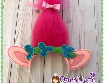 Poppy Troll headand, trolls headband with ears, trolls hair headband. Troll party favors. Trolls, birthday troll,troll costume.poppy.