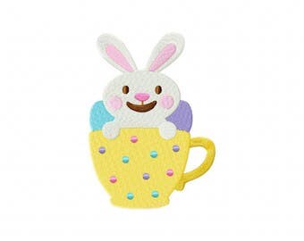 Easter Yellow Teacup Machine Embroidery Design
