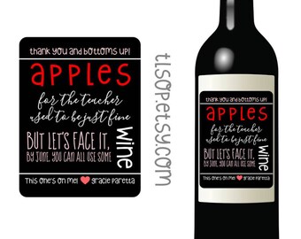 Teacher wine label | Etsy