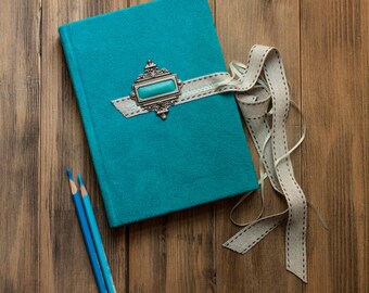 Turquoise diary Suede diary Leather journal Travel journal Leather notebook Handmade leather journal Travel book