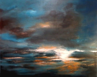 38" x 32" ORIGINAL ABSTRACT PAINTING, Landscape, Large painting, Acrylic on canvas