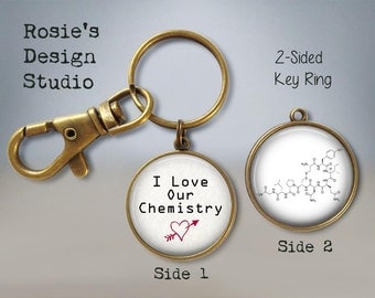 Oxytocin I love our Chemistry Keychain - Valentines Day Gift - Oxytocin Jewelry - Love Hormone - Oxytocin Necklace