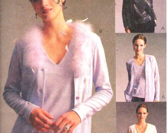 McCalls 2472, Sz 8-14/S-M/Bust 32.5-36". Classic Knit Vneck Twin Set, Vneck Cardigan & Deep Vneck Pullover Shell Top, Petite-able pattern