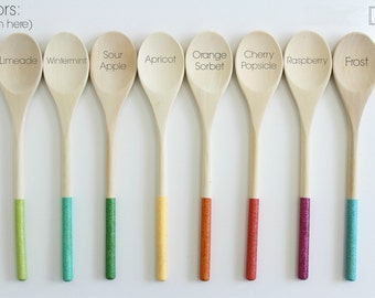 Glitter Dipped 12" Wooden Spoon - Favors - Housewares - Mix & Match - Custom Order Available - 5 Spoons/Pack