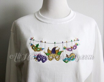 Mardi Gras Shirts, Embroidered Mardi Gras T-Shirt, Embroidered Mardi Gras Sweatshirt, Mardi Gras Clothes, Custom Embroidery, Mardi Gras