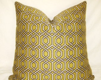 Gray, Chartreuse Lime, Lattice Trellis, 18, 20 22 24 26 inch Throw Pillow Cover
