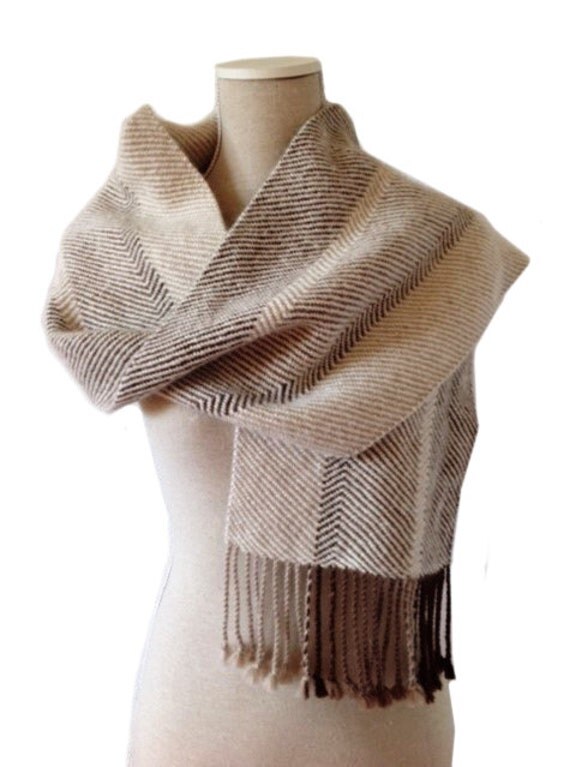 Scarf 100 Alpaca Wool Handwoven colours off white light