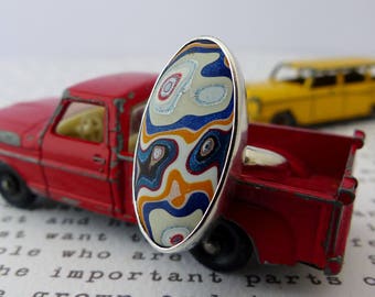 Contemporary Fordite Statement Ring