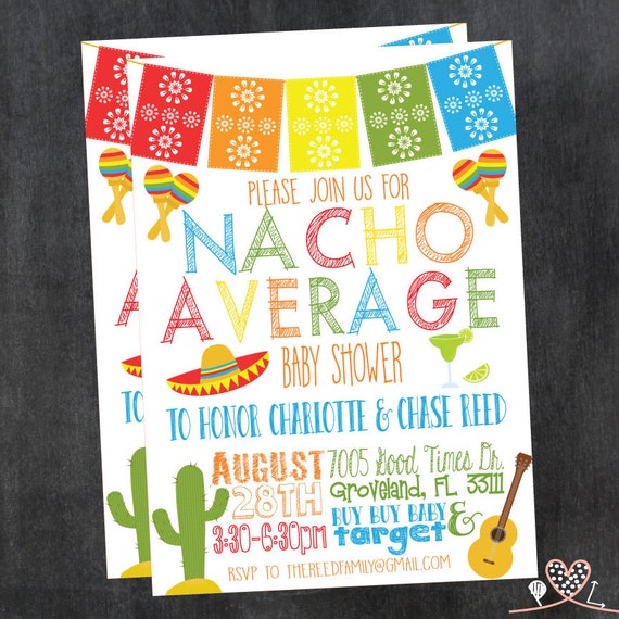 NACHO AVERAGE Baby Shower Invitation Fiesta Themed Gender