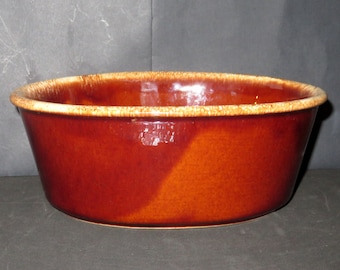 Vintage Hull Pottery Oven Proof Pottery Oval Casserole Baking Dish in Brown Drip Pattern USA