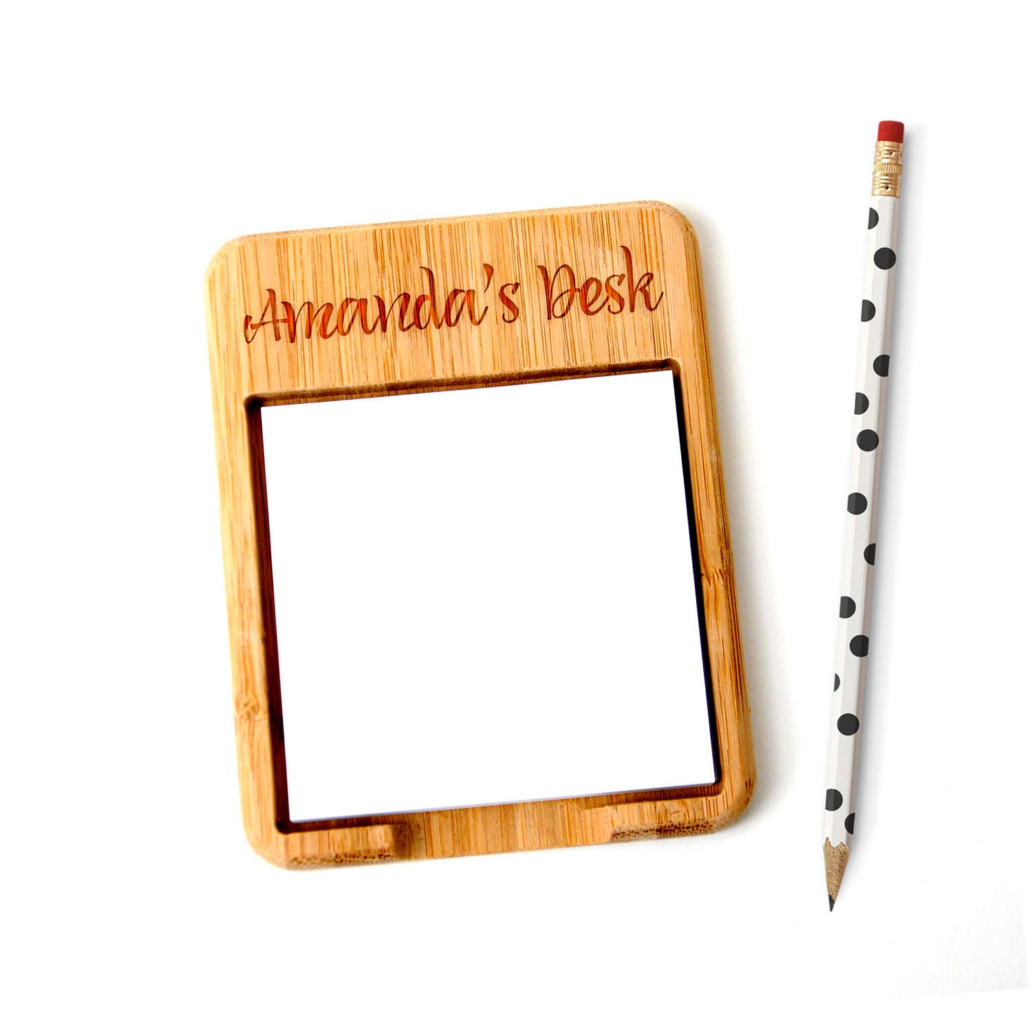 Personalized Bamboo Post it Note Holder Custom Teacher Gift