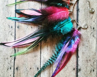 Feather Ear Cuff / Adjustable / Colorful / Custom / Pick your Colors / Festival / Costume / Fashion / Spring - MADE TO ORDER