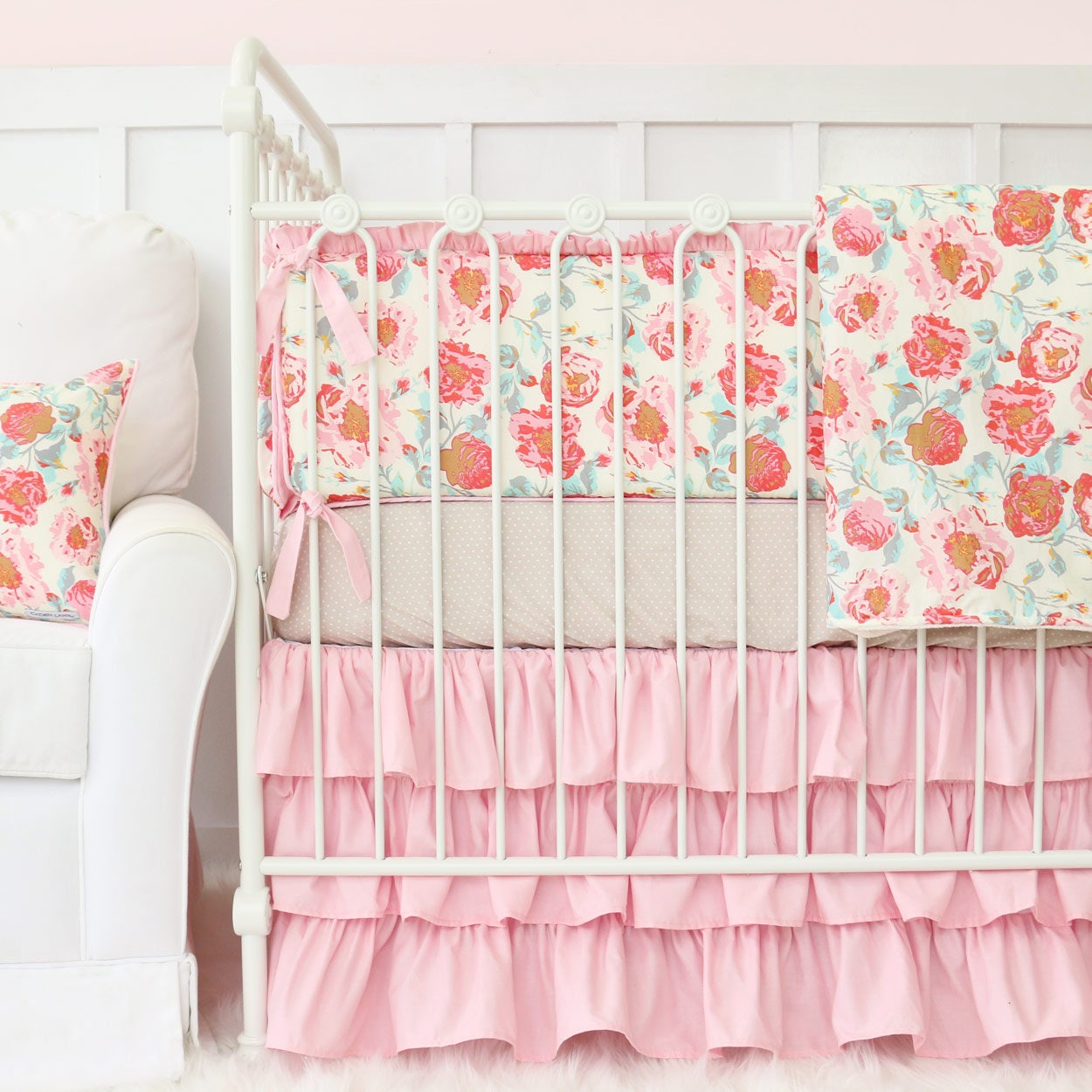 Felicity's Floral Ruffled Baby Bedding Vintage Pink