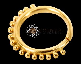 Gold Nose Ring - Gold Nose Hoop - Indian Nose Ring - Tribal Nose Ring - Nose Jewelry - Nose Piercing - Nostril Ring - Nostril Jewelry NL12GP