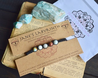 Amazonite Bracelet. Custom Colours. Hemp Bracelet. Anklet. Hippie. Boho Jewelry. Natural Jewelry. Eco-Friendly.