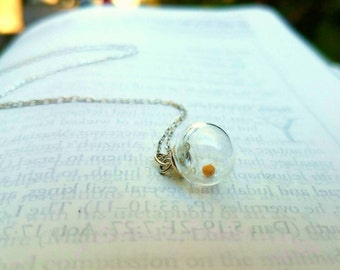 Mustard seed necklace, Sterling Silver, Faith Necklace, Mustard Seed Charm, Inspirational Jewelry, Encouragement
