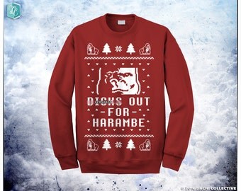 Dicks Out For Harambe * Harambe Tribute Ugly Christmas Sweater Pick Your Size S - 3XL!!! **Priority Shipping**