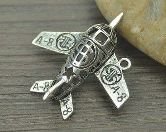 3 Aircraft steampunk, jewelry, vintage, tibetan silver charms approx.1-1/2" x 1-1/2" US Shipper Quick
