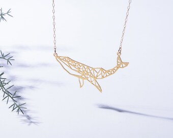 MIZYAN's geometric whale necklace, origami whale, geometric accessories, geometric animals