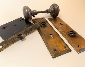 Antique Metal Door Handle Set - Door Knob Set - Antique Hardware - Door Hardware