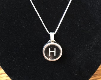 Antique Typewriter Key Necklace - Letter H