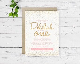 Digital file Twinkle Twinkle little star birthday invitation