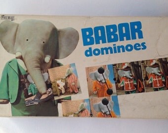 Vintage Barbar Dominoes Game. 1970 Philmar Games French TV Series Barbar the Elephant