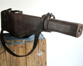 Leather Gun Case, Antique Gun Case, Antique French Leather Case, Leg Of Mutton, Shotgun Travel Case, Hunting Gifts, Hunting Décor, Chasseur