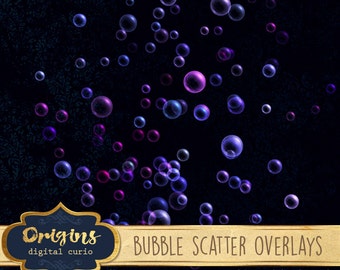 Bubble Clipart, digital photography overlays, realistic bubble clip art, soap rainbow bubbles, photo overlays, png and photoshop brushes