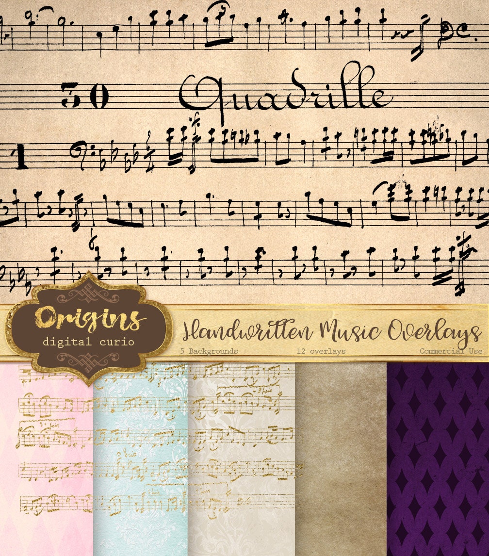 Download Handwritten Music Overlays Digital Vintage music PNG overlay