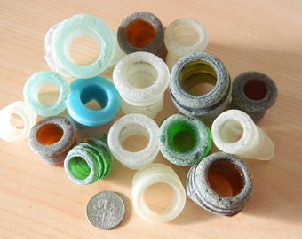 Genuine beach found sea glass bottle necks for crafts