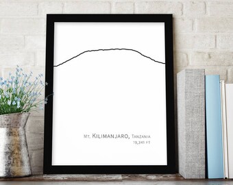 Kilimanjaro Mountain Wall Art, Minimalist Art, Mountain Wall Decor, Mountain Drawing, Mountain Printable Art Print, Instant Download Art