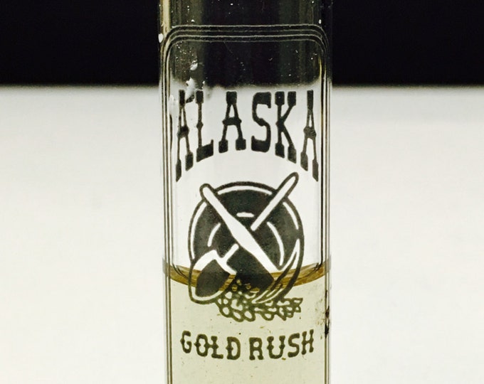 Storewide 25% Off SALE Vintage Pure 24k Alaska Gold Rush Leaf Flakes Suspended Within Hand Painted Clear Glass Vial