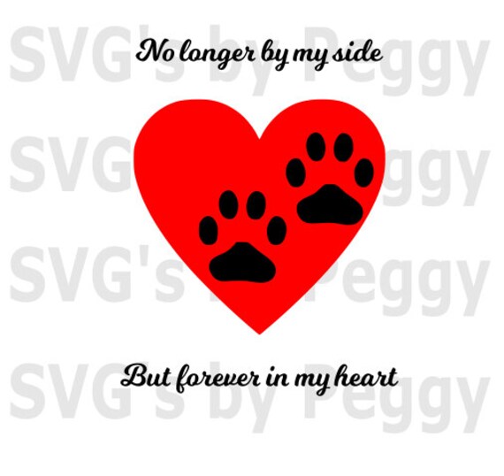 Items similar to No longer by my side, forever in my heart svg/Paw prints svg/pet loss svg ...