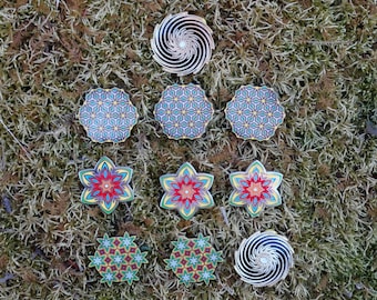 10 pack T - FREE SHIPPING - Trippy Heady Festival Hat Pin psychedelic Sacred Geometry wholesale cheap discount pack sale edm