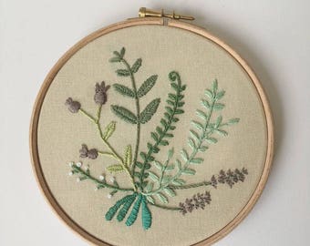 Floral botanical Embroidery Hoop Art