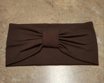 Brown Women Wide Headwrap Jersey Knit Headbands Boho Head Wraps Adult Turban Headband Yoga Workout Headband