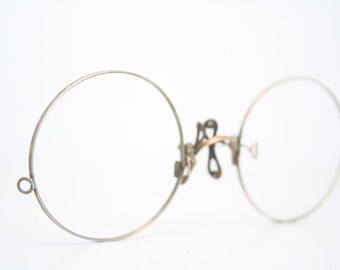 Antique Silver Hard Bridge Pince Nez Glasses