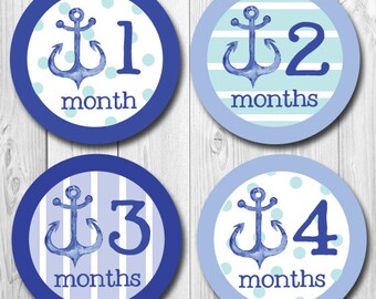 Baby Month Stickers Monthly Baby Stickers Milestone Stickers Baby Shower Gifts Anchor Month Stickers Monthly Bodysuit Stickers