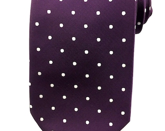 Purple with White Polka Dots Tie 8.5 cm Necktie. Party Tie. Casual Tie. Handmade Tie. Purple polka dots tie. Purple Tie